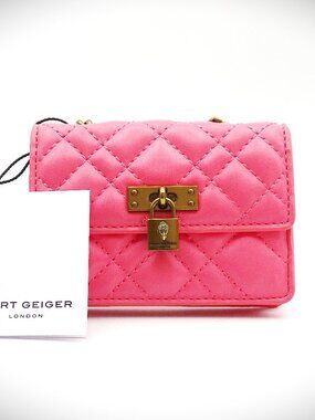 KURT GEIGER Micro Brixton Pink Comb Color Quilted Crossbody Bag